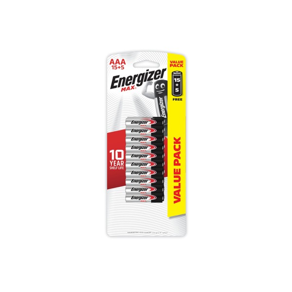 Energizer AAA Max Alkaline Batteries (15+5 for Free) 12 Pcs