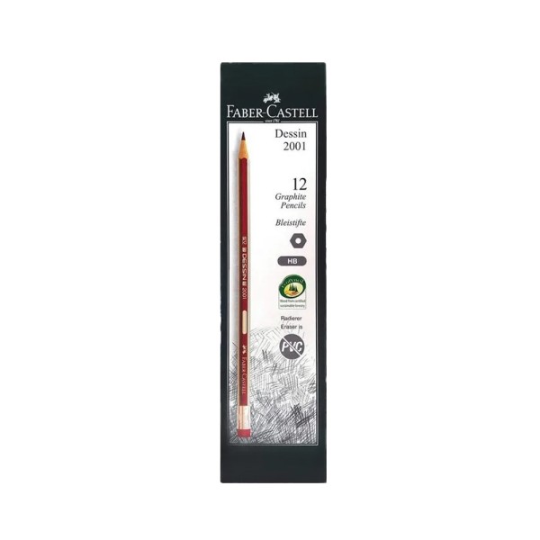 FABER CASTELL PENCIL DESIGN W/RUBBER HB 12PK