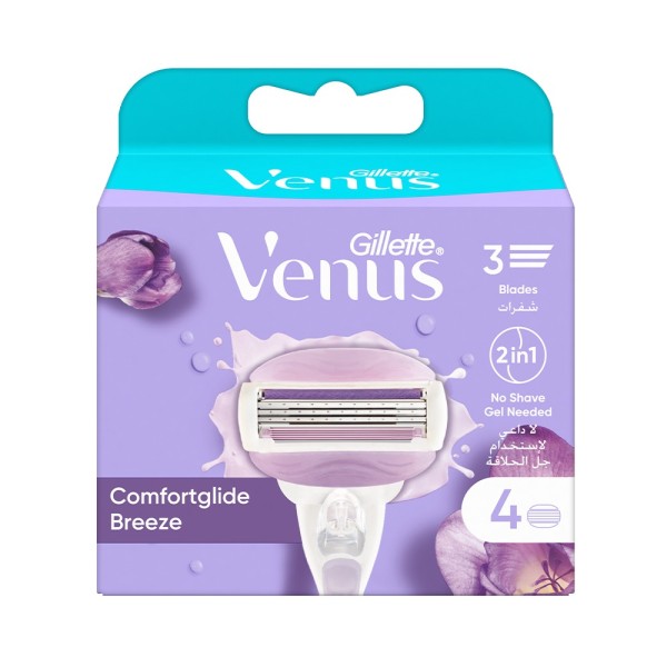 Gillette Venus Comfortglide Breeze 3-epilade Refill Heads 4 Count 383488-V001 by Gillette