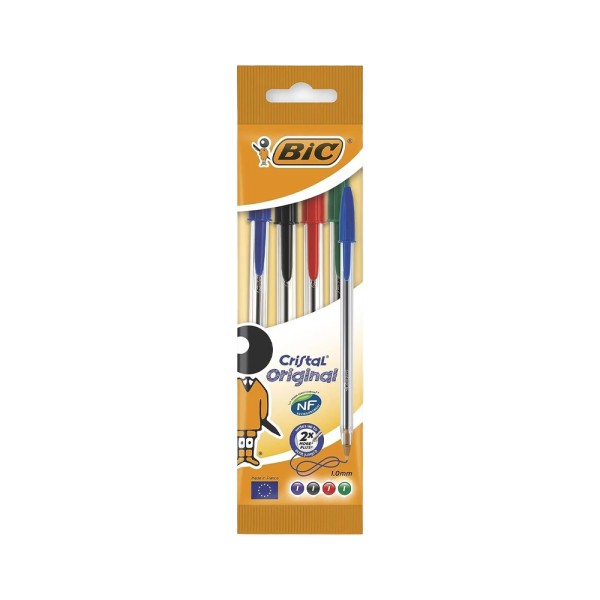 CRISTAL BIC CRISTAL MEDIUM POUCH 4 ASSORTE
