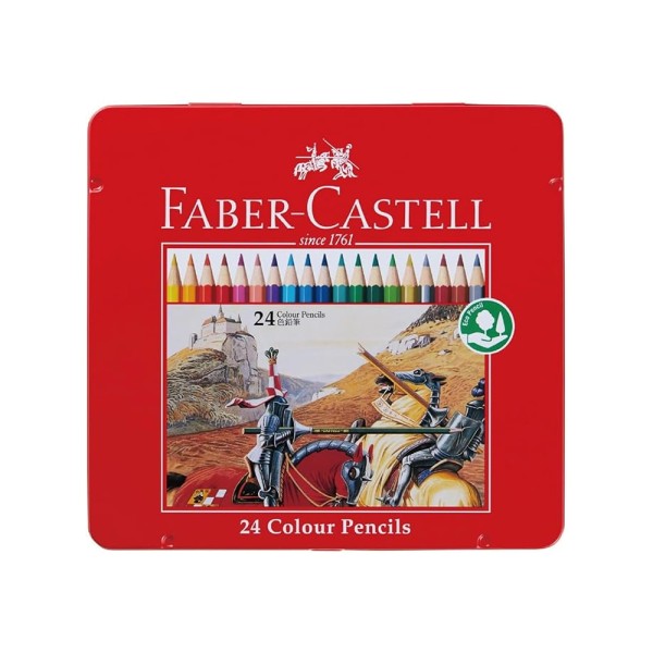 FABER CASTELL COLOR PENCIL TIN BOX RED