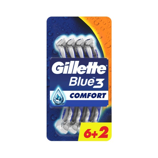 GILLETTE RAZOR DISPOSABLE COMFORT BLUE 3 6+2