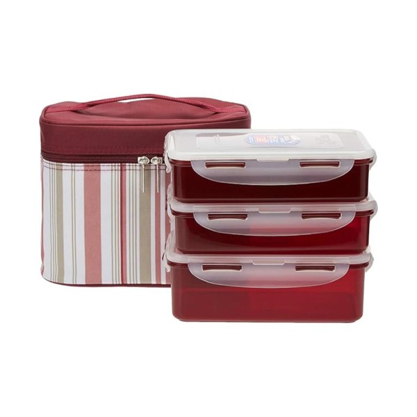 LOCK+LOCK LUNCH BOX SET W/PRPL STRIP BAG