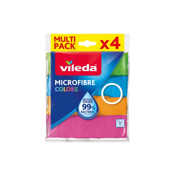Vileda Microfibre All Purpose Cloth Colors 100% microfibre Pack 4 cloths