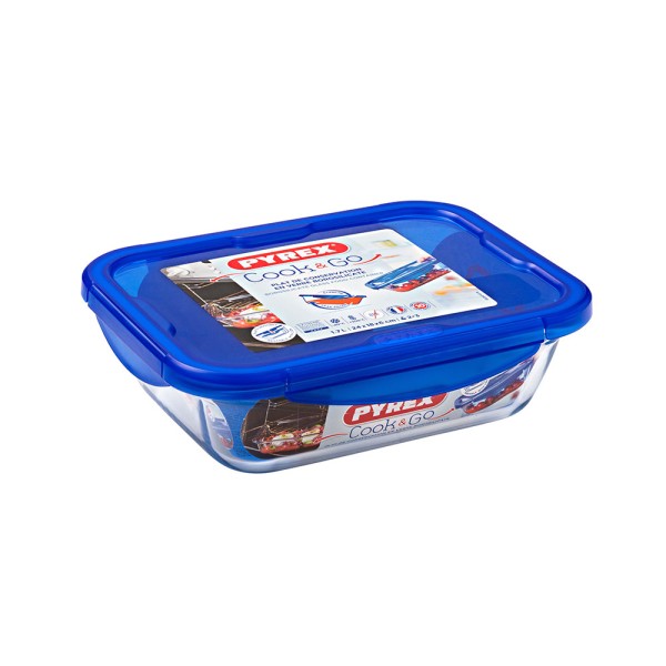 Pyrex Cook & Go Glass Rectangular Dish With Lid 1.7L 451704-V001 by Pyrex