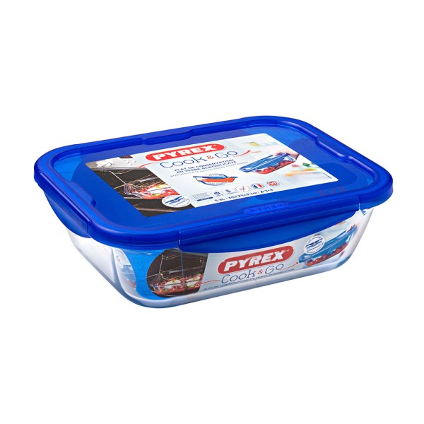 Pyrex Cook & Go Glass Rectangular Dish With Lid 3.3L 451705-V001 by Pyrex