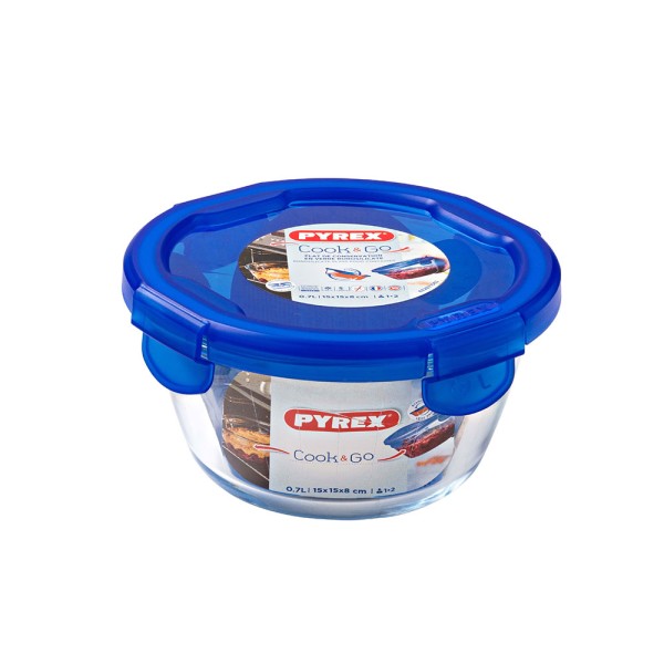 Pyrex Cook & Go Glass Round Dish With Lid 0.7L 451708-V001 by Pyrex