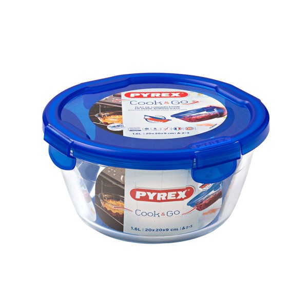 Pyrex Cook & Go Glass Round Dish With Lid 1.6L 451709-V001 by Pyrex
