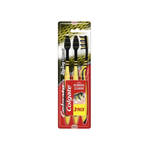 TOOTHBRUSH ZIG ZAG CHARCOAL MEDIUM 2+1F 464827-V002 by Colgate