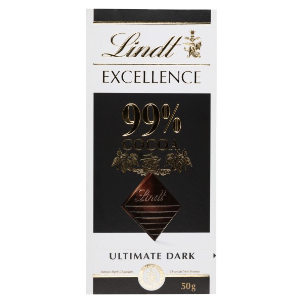 Lindt Excellence 99% Cacao Dark Chocolate Bar 50G 471380-V001 by Lindt