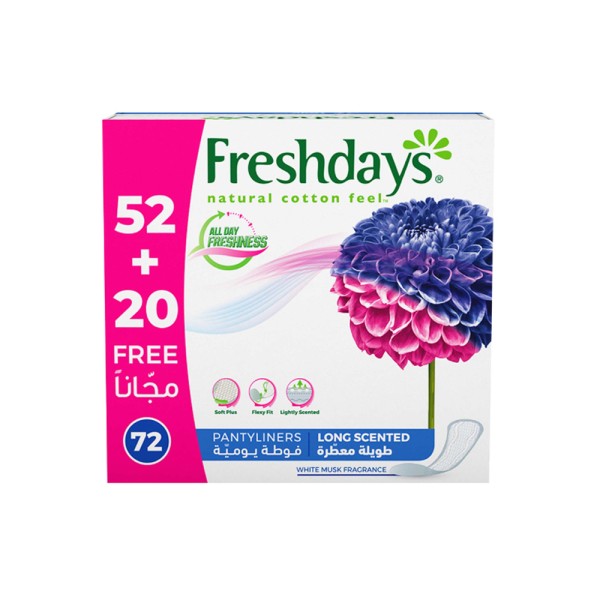 Freshdays Long Pantiliners Scented Economy Pack 52's + 20 Free 474928-V001 by Sanita