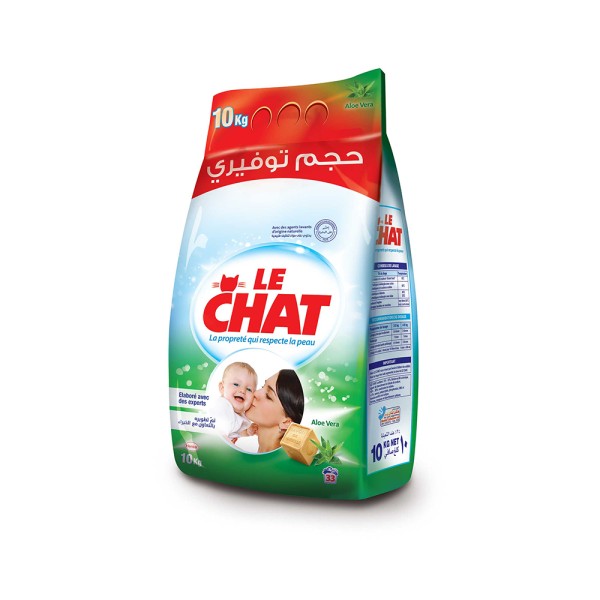 Le Chat Sensitive Low foam Powder  Laundry Detergent 10Kg with Aloe Vera,  for Sensitive Skin