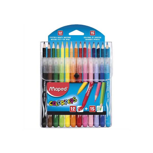 MAPED MULTI PACK 12COL FELT TIP+15CL