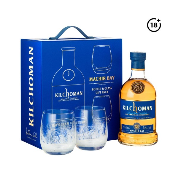 KILCHOMAN SINGLE MALT MACHIR BAY ISLAY + 2 GLASS