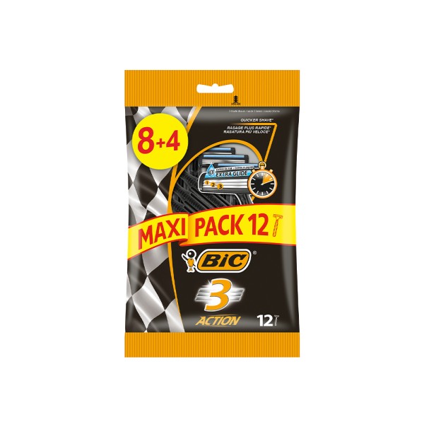 BIC RAZOR DISPOSABLE ACTION 3 8+4