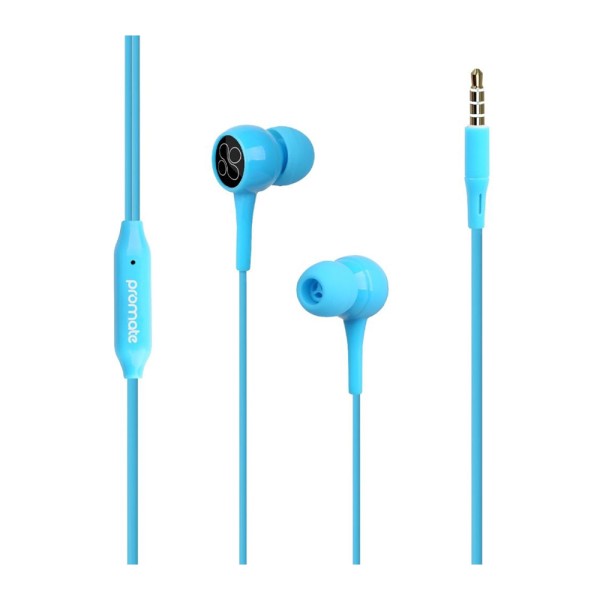 PROMATE DYNAMC EAR STEREO WIRD EARPHNE INLINE MICRPHON BLU