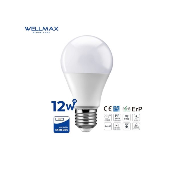 LED A60 BULB 12W 3000K E27 546632-V001 by WELLMAX
