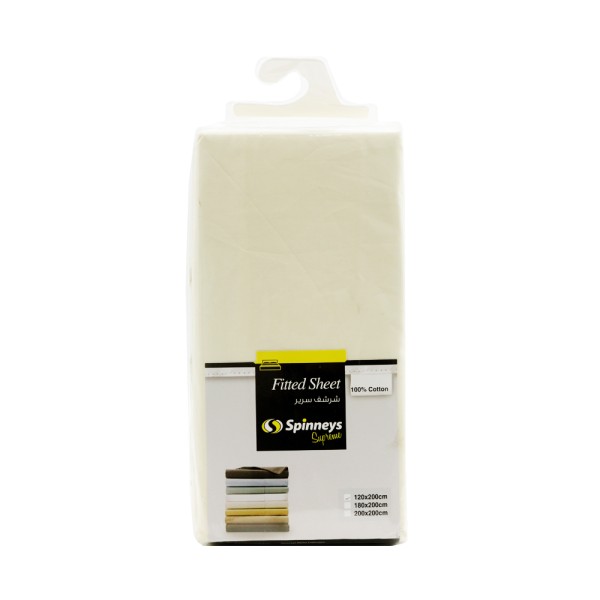 FITTED SHEET IVORY 100PCENT COTTON 560780-V001 by Spinneys