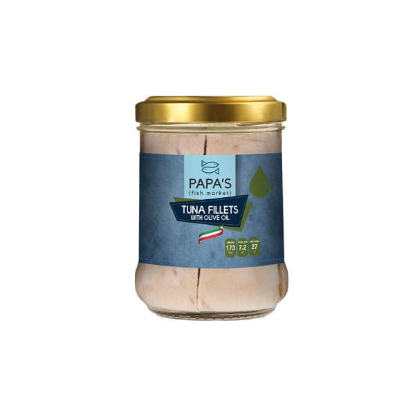 PAPA'S FISH MARKET TUNA YELLOWFIN FILLET JAR IN OLIVE OIL