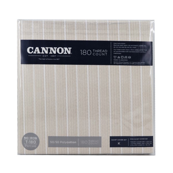 CANNON SP POLYCOTTON BEDSET STRIPE  BEIGE SINGLE
