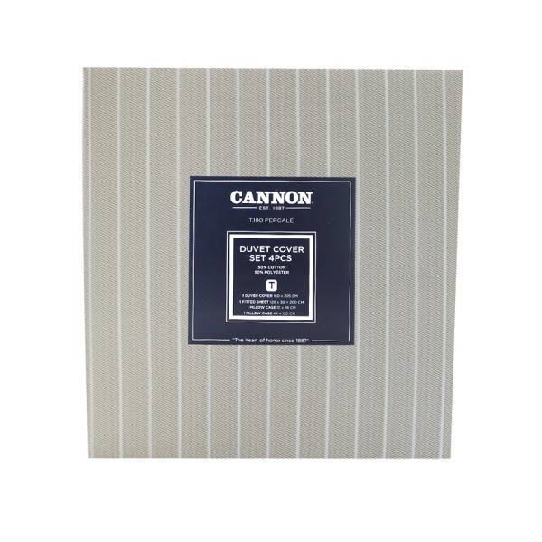 CANNON SP POLYCOTTON BEDSET STRIPE BROWN SINGLE