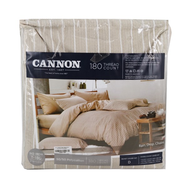 CANNON SP POLYCOTTON BEDSET STRIPE  BROWN DOUBLE