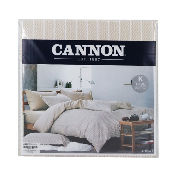 CANNON SP POLYCOTTON BEDSET STRIPE  BROWN KING