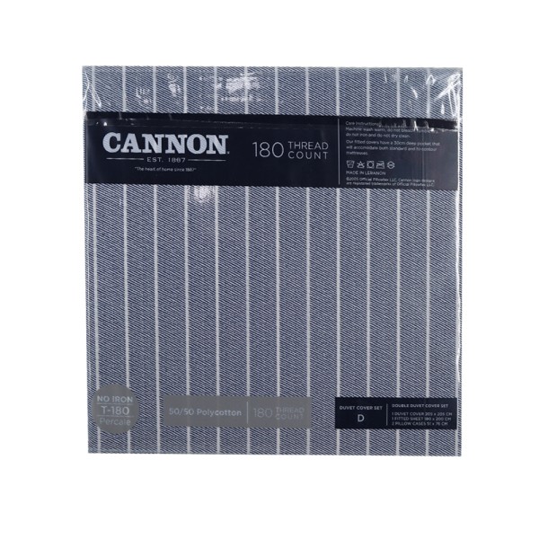 CANNON SP POLYCOTTON BEDSET STRIPE  NAVY KING
