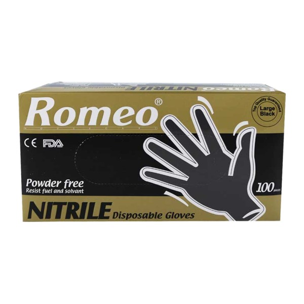 ROMEO GLOVES NITRILE BLACK PF 100'S