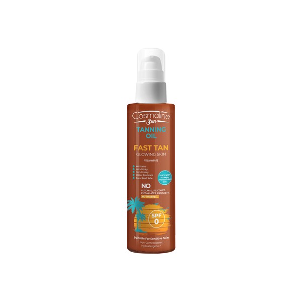 COSMALINE SUN TANING OIL FAST TAN GLOWING SKIN SPF0