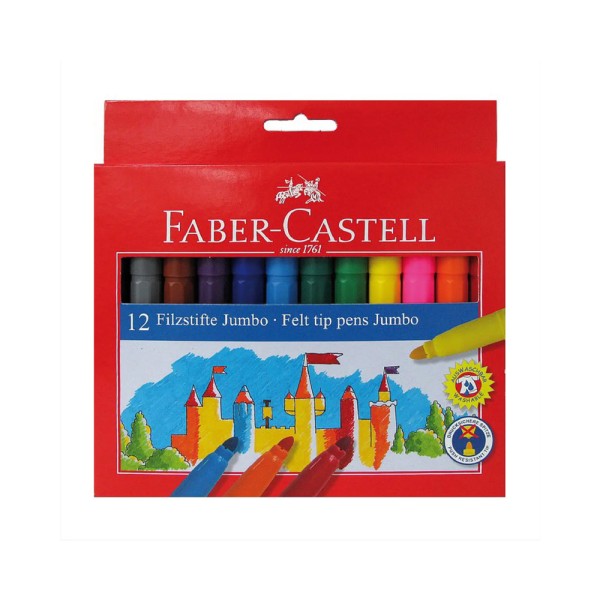 FABER CASTELL FC FIBERPEN WASHABLE 12CL JUMBO