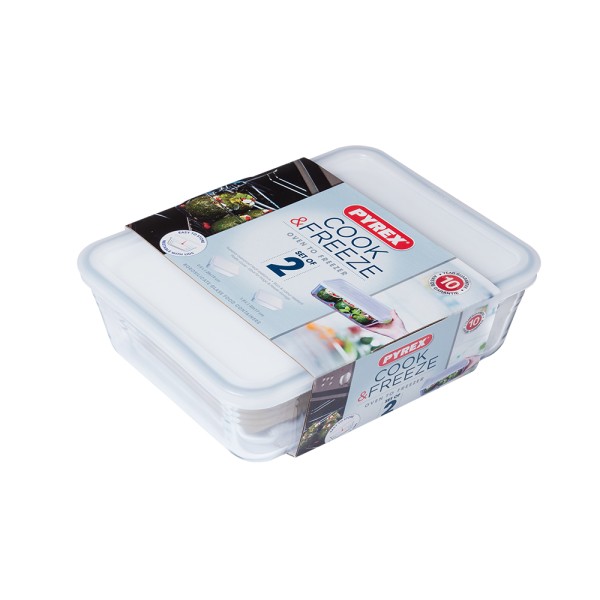 PYREX GLASS RECT COOK AND FREEZE CLEAR SET 22X17+25X19CM