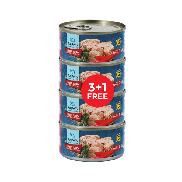 PAPA'S FISH MARKET WHITE TUNA IN CHILI 3+1 FREE