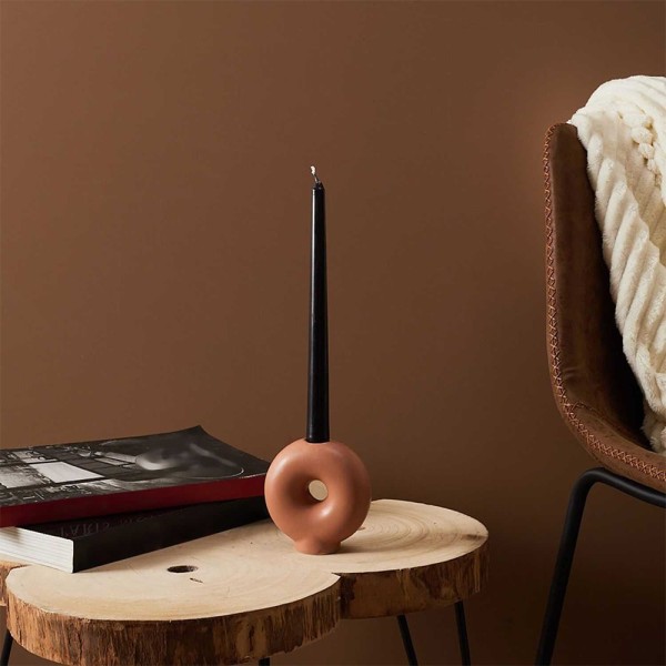 HD FACTORY CANDLE HOLDER ROUND BEIGE DONUT