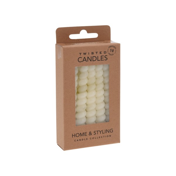  MINI TWISTED CANDLES SET OFFWHITE