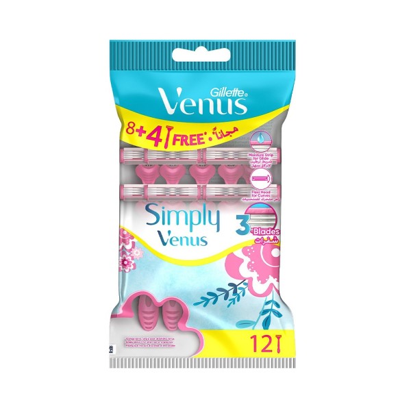 VENUS RAZOR DISPOSABLE SIMPLY WITH 3 BLADES 8+4FREE