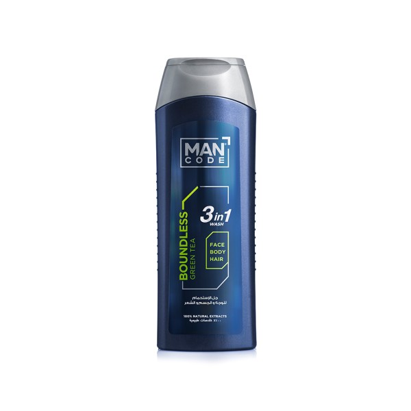 MAN CODE SHOWER GEL 3IN1 WASH BOUNDLESS GREEN TEA