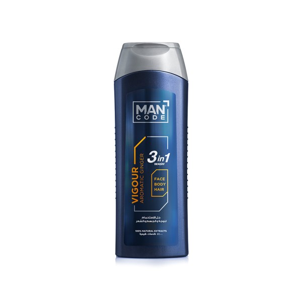 MAN CODE SHOWER GEL 3IN1 WASH VIGOUR AROMATIC GINGER