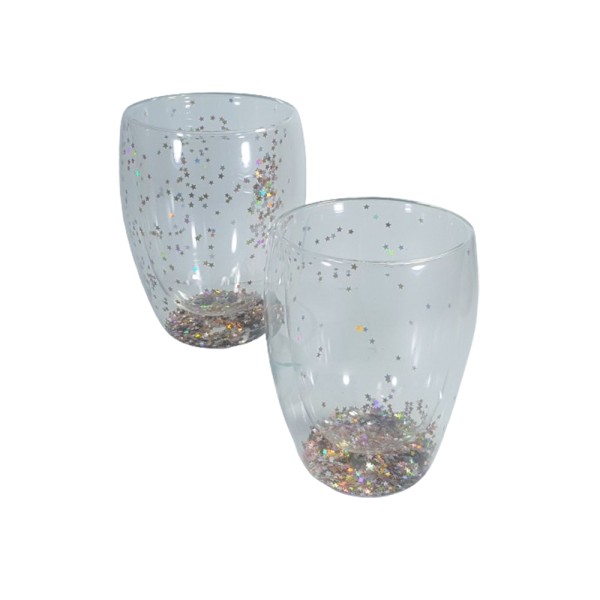 LUCIANO DOUBLE WALL GLASS CONFETTI CUP SET 350ML