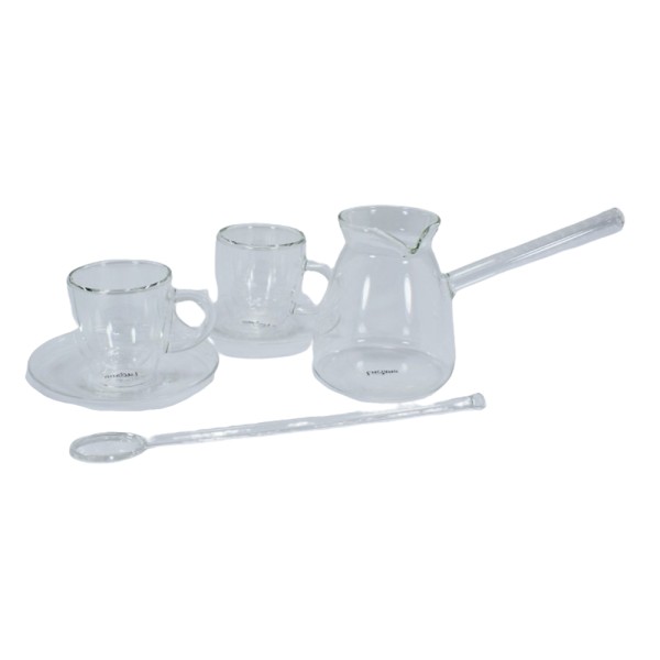 LUCIANO DOULBLE WALL GLASS COFFEE SET TRANSPARENT