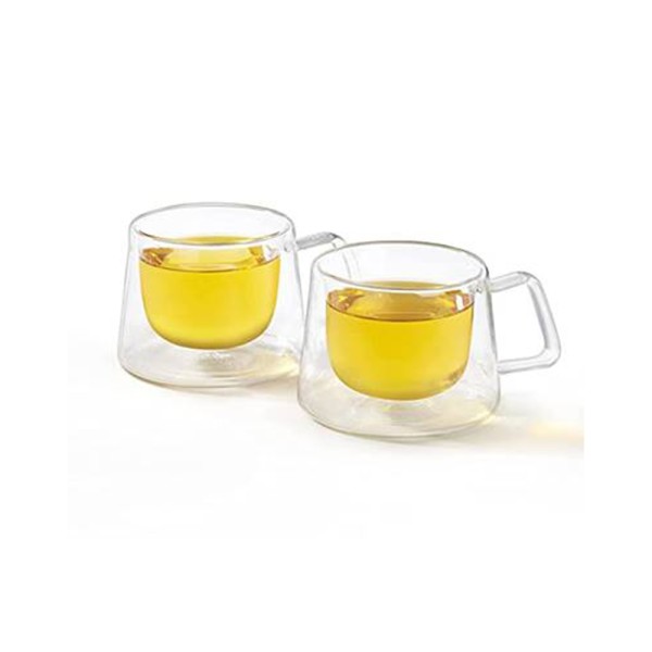 LUCIANO DOULBLE WALL GLASS CUP SET  WHANDLE 200ML
