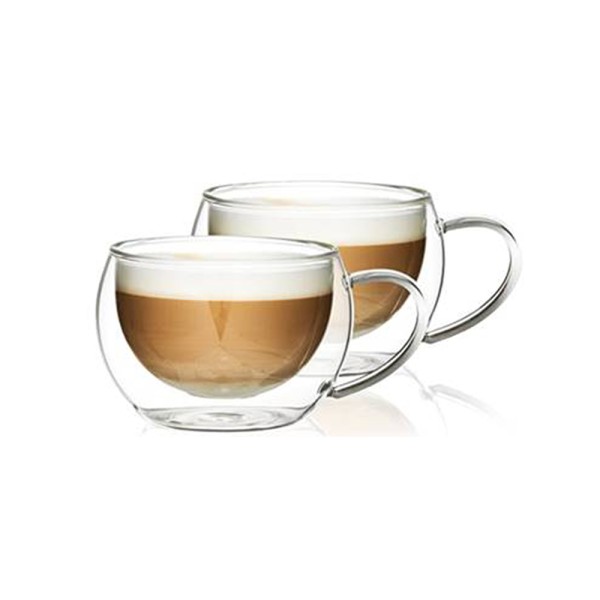 LUCIANO DOULBLE WALL GLASS CUP SET W HANDLE 140ML