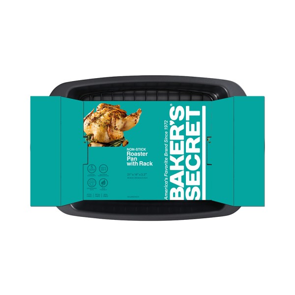 BAKER'S SECRET ESSENTIAL DEEP ROASTER TRAY W/RACK