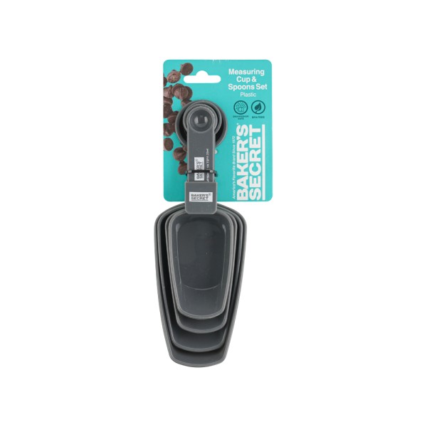 BAKER'S SECRET PLASTIC MEASURING CUP AND SPOON SET