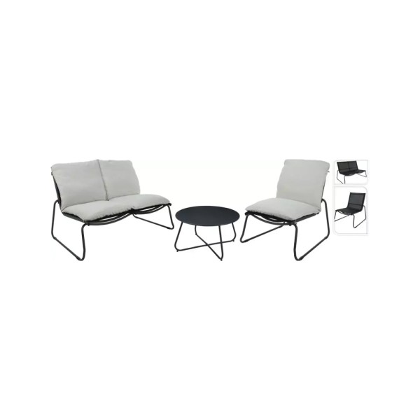 HARD GOODS GARDEN FURNITURE ESPOO STEEL SLING W CUSHIONS GREY
