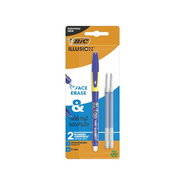 BIC ILLUSION ERASABLE BLUE GEL PEN 0.7MM