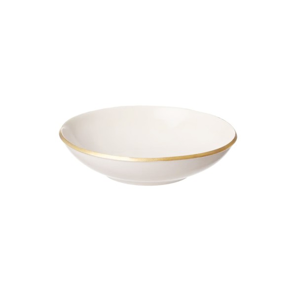 AYL.GOODS STONEWARE DEEP PLATE  WHITE WITH RIM 