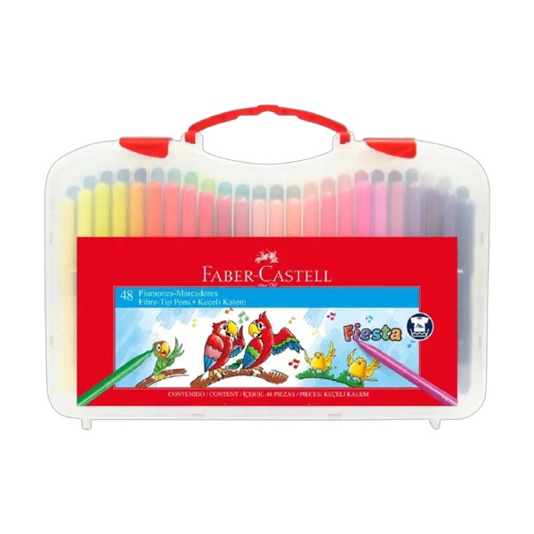 FABER CASTELL FIESTA CHILDREN FELT MARKERS PLASTIC CASE