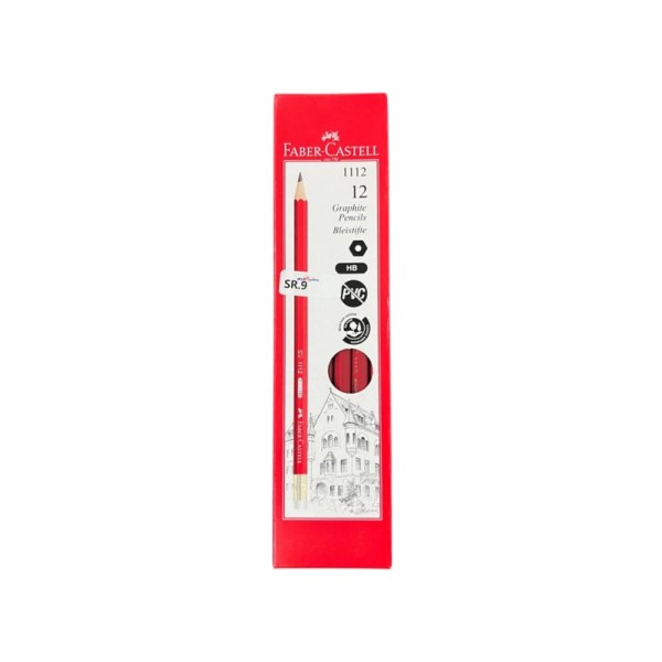 FABER CASTELL BLACKLEAD PENCIL W RUB HB RED