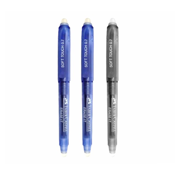 FABER CASTELL ERASABLE GEL ROLLER 0.7MM 2 BLUE 1 BLACK